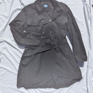 Women's Black Trench Coat Double Breasted Xl